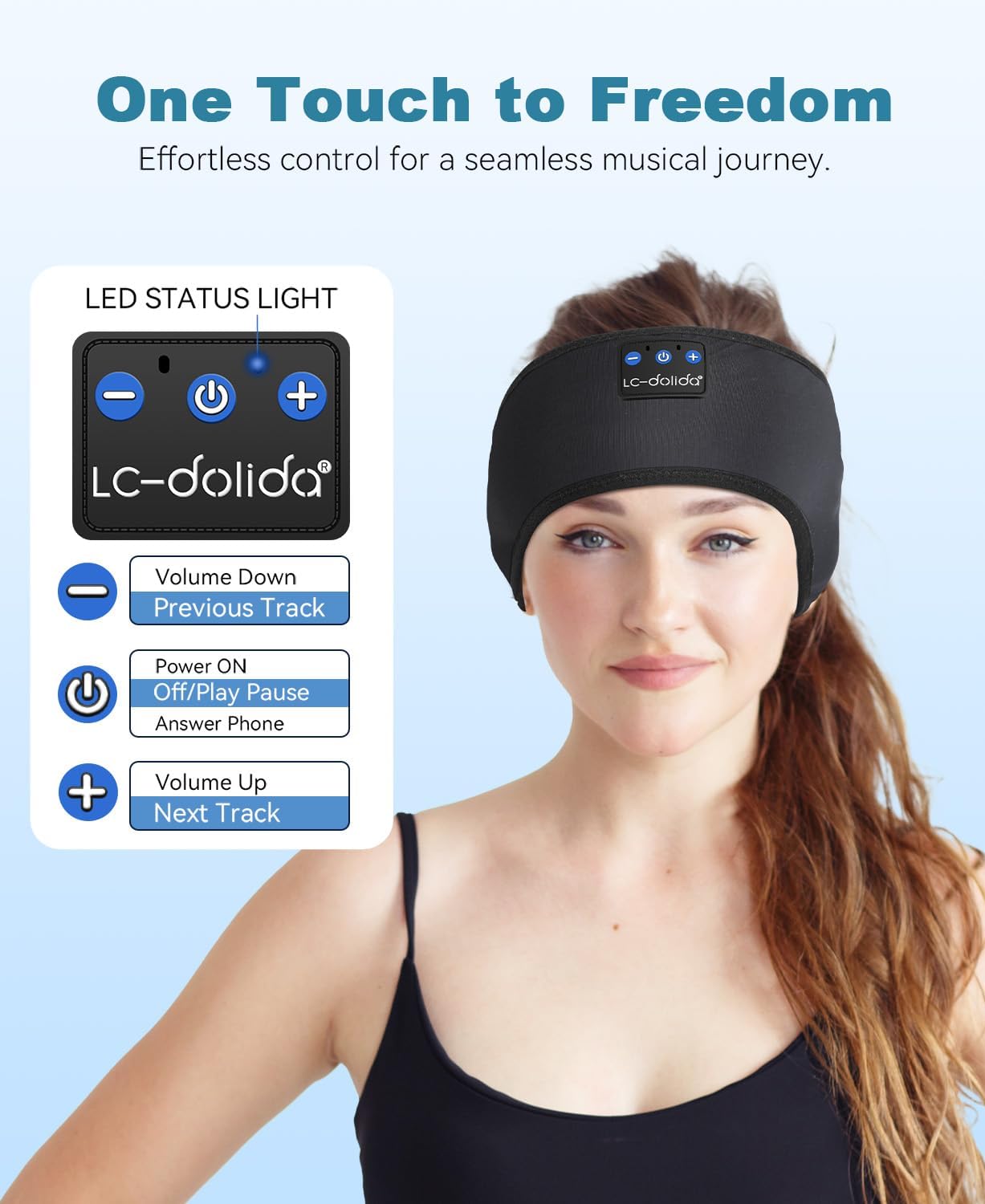 LC-dolida 2-Pack Sleep Headphones Ear Warmer Headband Bluetooth 5.4, Ear Warmers Muffs Cold Weather Winter Headband Ear Covers for Gift Workout Ski Running Cycling - Image 8