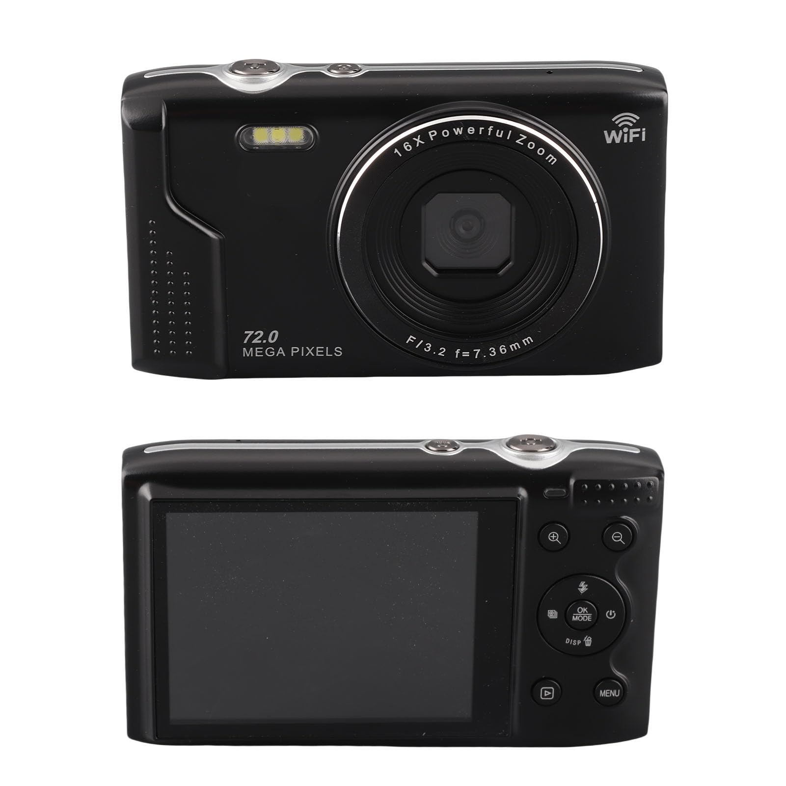 Kamera Cyfrowa 5K do Fotografii, Kamery Vlogowania Wi -Fi 75MP, AF Autofocus Kamera Wideo 2,8 -calowa Ekran LCD z 16x Zoom, Kompaktowy VLOG Travel Camara, Bateria 1200 MAh (BLACK)
