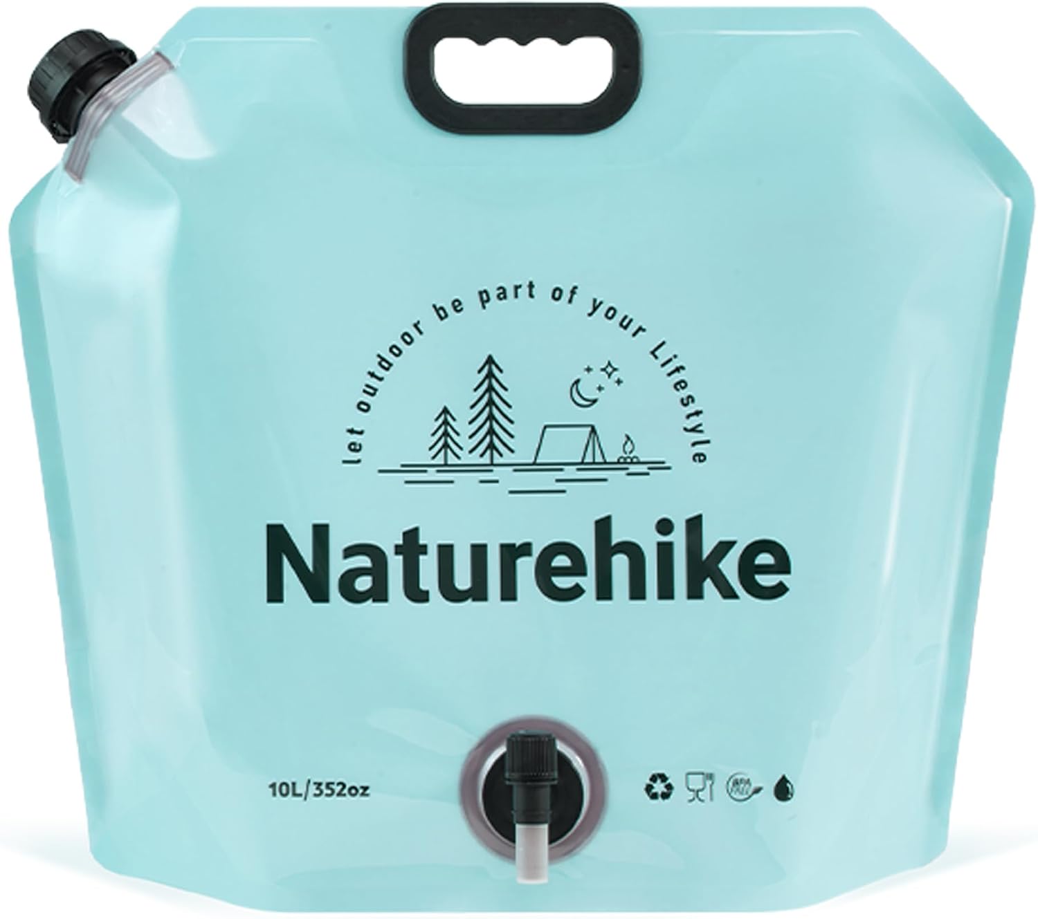 Naturehike 10L Collapsible Water Container with Spigot - 2.6 Gallon BPA Free Portable Water Jug, Hanging & Free-Standing Design Water Bag for Camping, Emergency & Hiking, Outdoor Sport