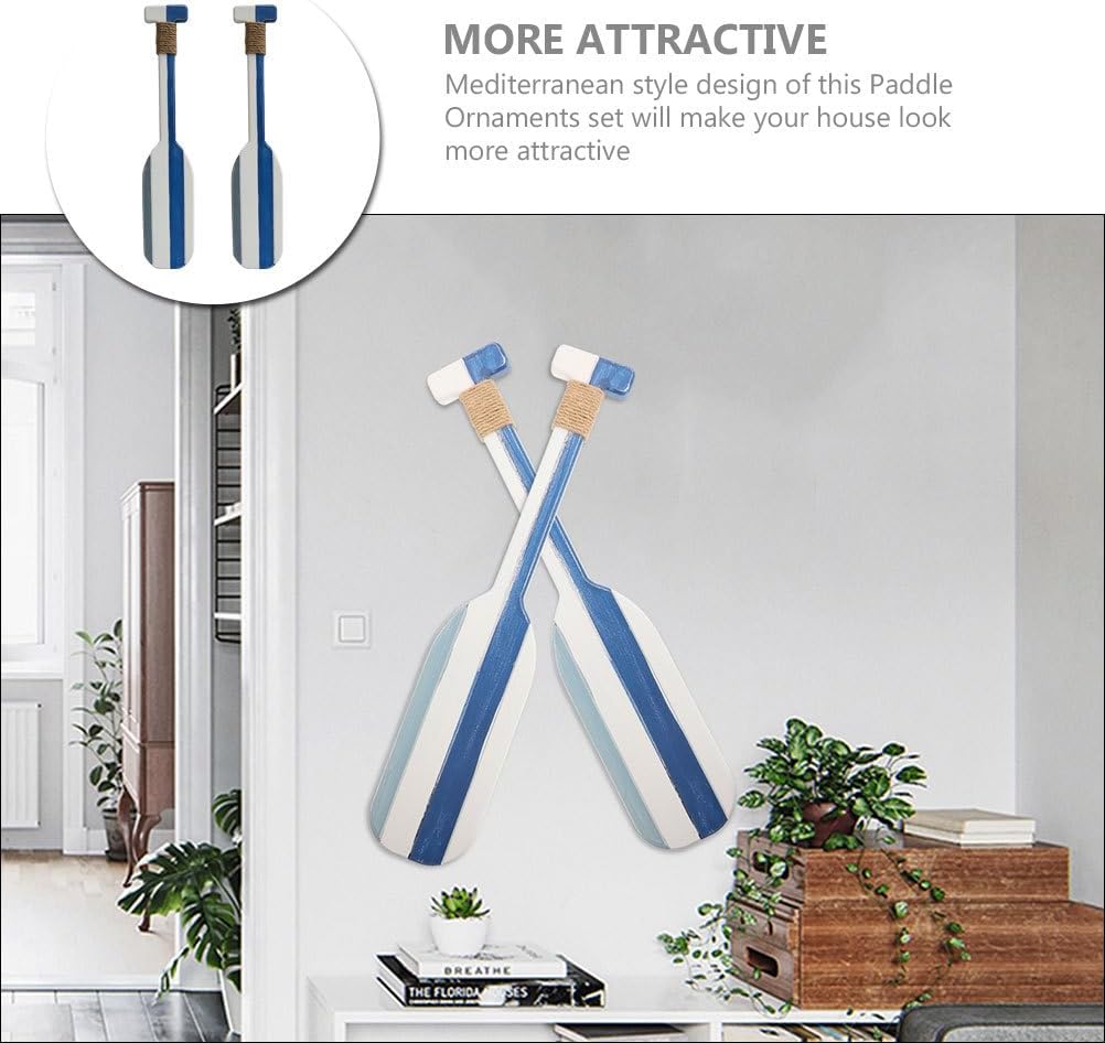 2pcs Wooden Paddle Decoration Oar Hanging Sign Home Accents Decor Nautical Wall Signs Party Vintage Wall Paddles Wall Ornament Coastal Wooden Ornaments Ocean