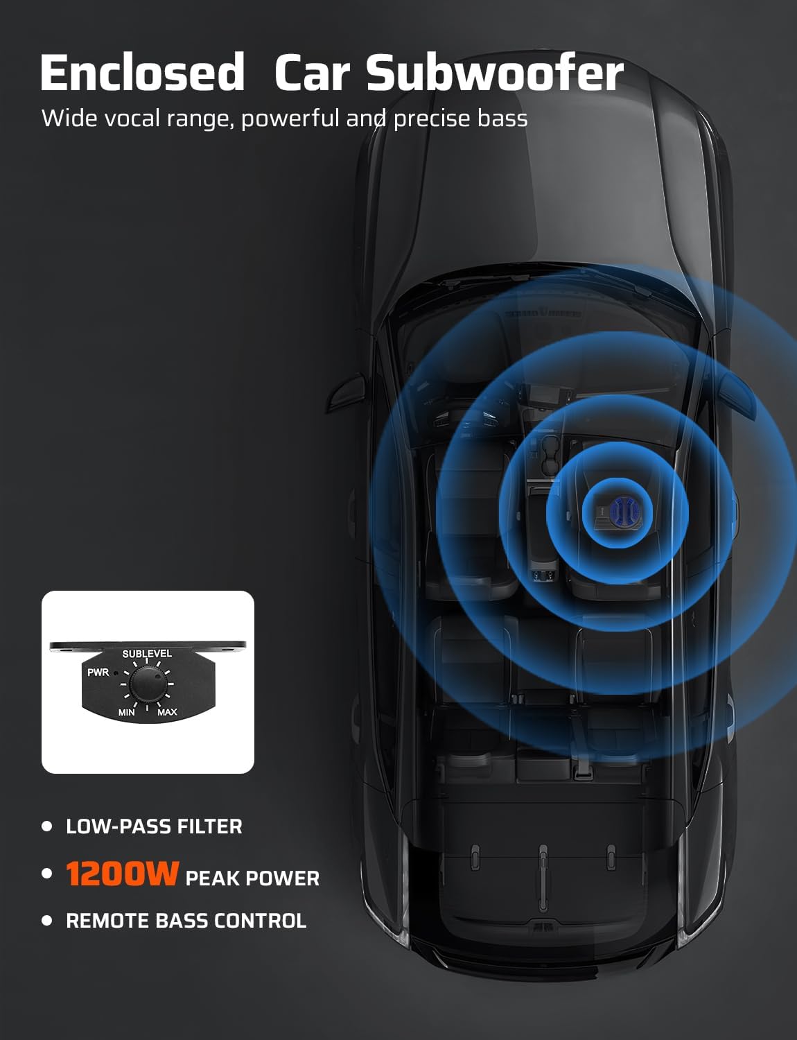 10" 1200W Slim Underseat Car Powered Subwoofer with Amplifier & RGB Lights – APP/Remote Control, Music Sync Bass & Rainbow Chasing Effects, Car Truck Audio Subwoofer and Amp Package