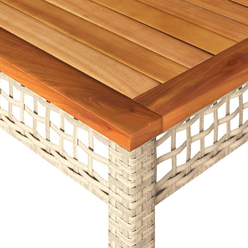 vidaXL Mesa de jardín ratán sintético Madera Acacia Beige 140x80x75 cm