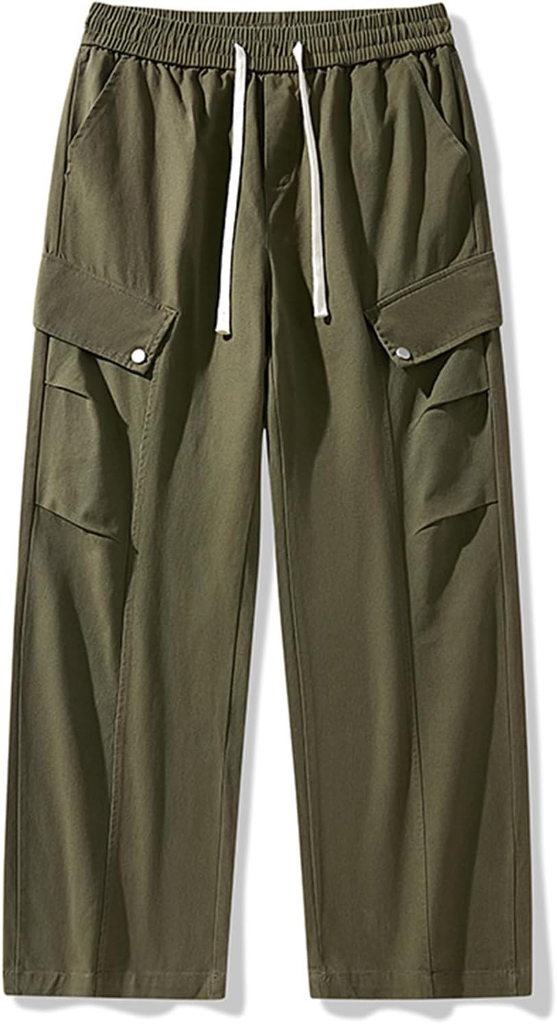 [MeipingQu] カーゴパンツ メンズ リラックス ワイドパンツ 秋服 春服 ズボン スウェット ウエストゴム アウトドア 大
