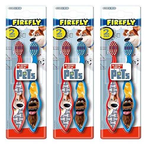 Firefly Soft Toothbrushes for Kids, The Secret Life of Pets, 2 Count (Pack of 3)