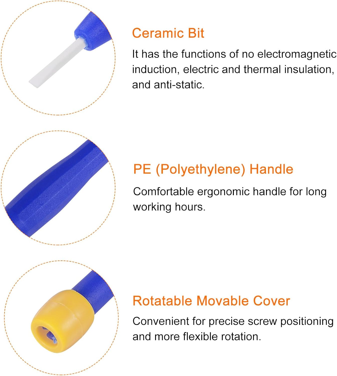 HARFINGTON Plastic Screwdriver 2.5mm Slotted Head Screw Driver Ceramic Repair Hand Tool with Rotatable Cover for High Frequency Maintenance Circuit Adjustment