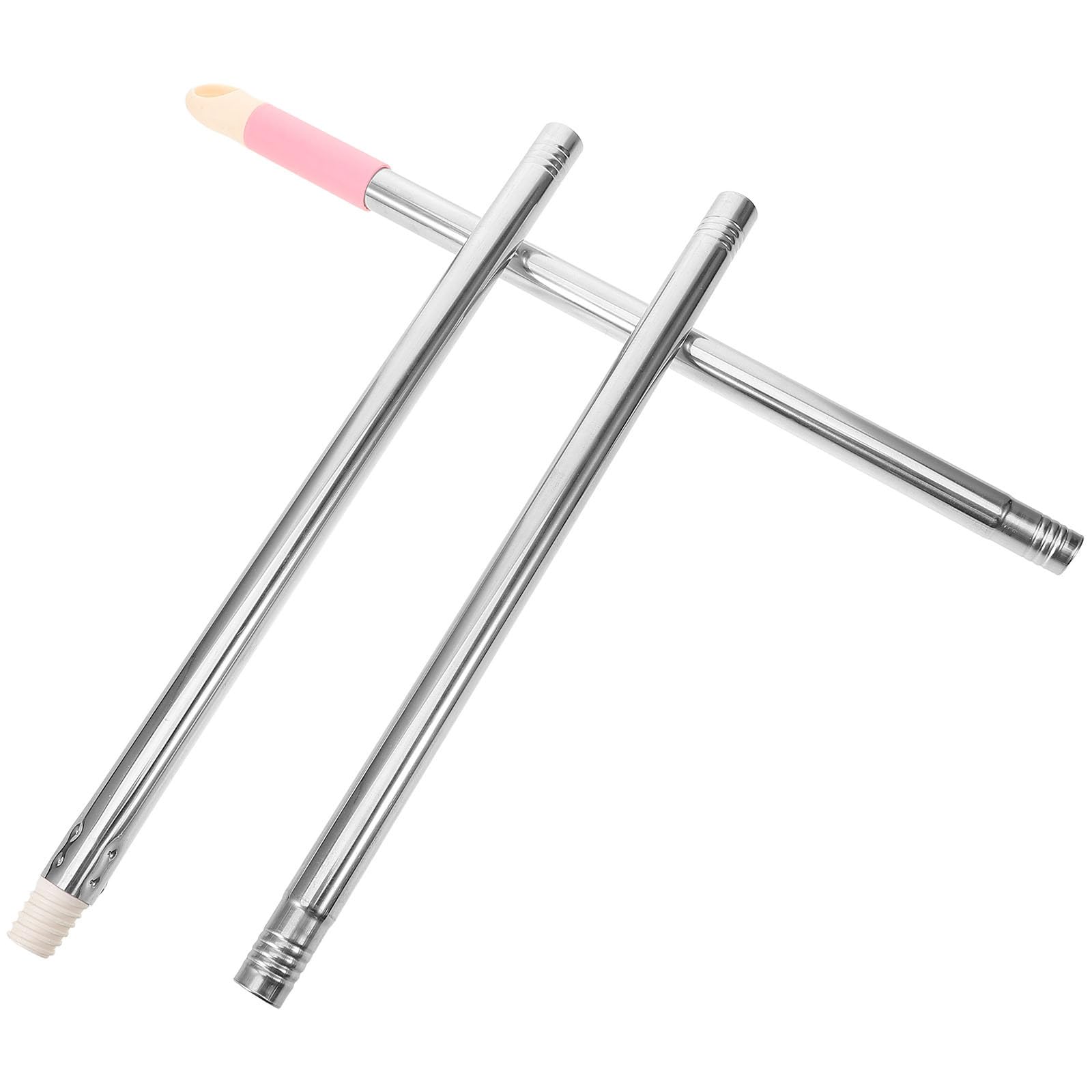 INOOMP Manche à Balai à Franges 3 Sections en Acier Inoxydable 123 Cm Fileté pour Remplacement, Accessoire Ménage Solide, Adapté Nettoyage Sols et Serpillères, Tige Couleur Aléatoire