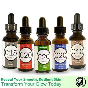 NuFountain C20 Ferulic 3-PACK HAND CRAFTED C20 L-Ascorbic Acid Serum. Made Fresh When Ordered