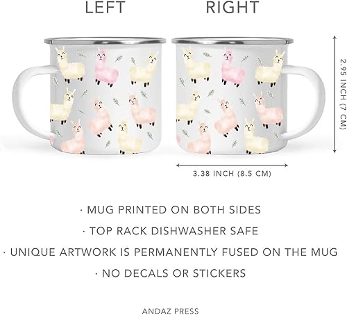 Vista 5 de Andaz Press Taza de café de acero inoxidable con temática de alpaca de llama de 11 onzas, regalo de broma, colorido bohemio con gráficos de llama
