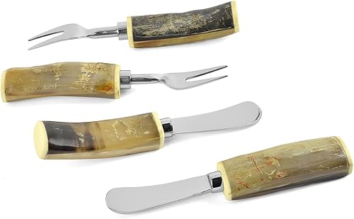 Napa Home & Garden Riverbend - Juego de tenedor y esparcidor de 4 piezas con asas de cuerno Napa Home & Garden Riverbend - Juego de tenedor y esparcidor de 4 piezas con asas de cuerno
