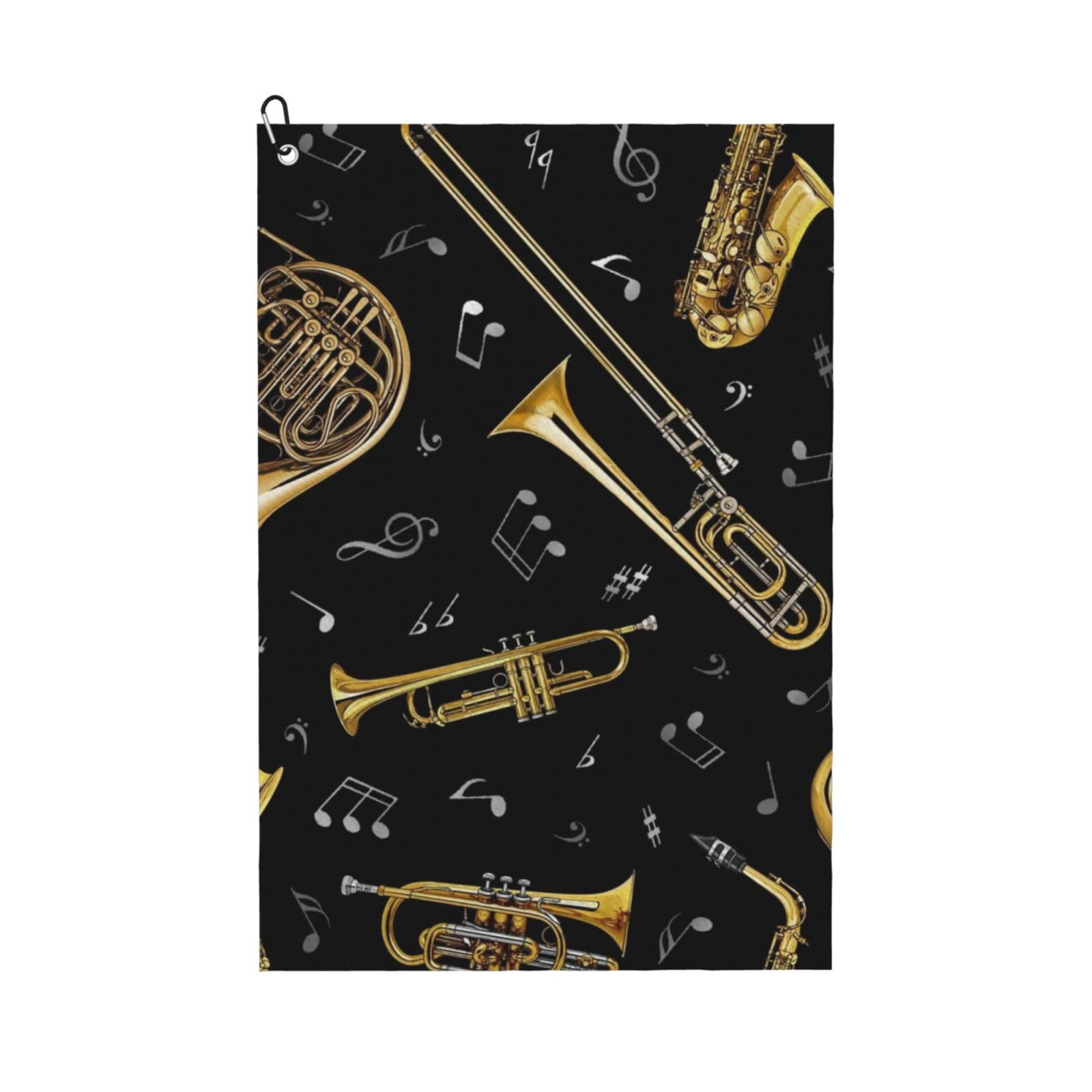 Hnnkloy Musical Instruments Classic Print, 16x24 in Portable Waffle Golf Towels with Carabiner Clip for Golf Bag