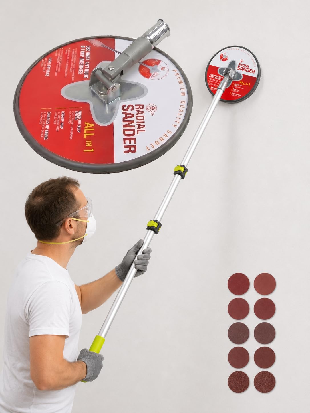 Pole Sander - Drywall Sanding & 10 Sandpaper -1