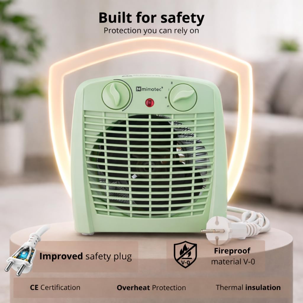 M mimotec - Calefactor Eléctrico Green Comfort 2000W Mimotec, Calefacción Portátil de Suelo, Doble Potencia 1000/2000W, Bajo Ruido <53 dB, IP20, para Estancias hasta 20 m131 — view 6