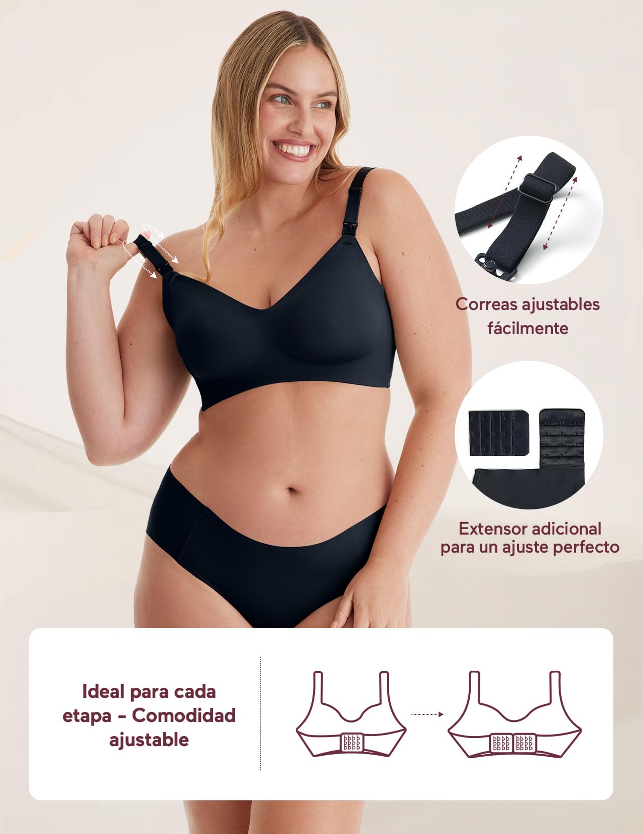 momcozy Sujetador de Lactancia sin Aros, Sujetador cómodo sin Costuras, Acolchado de Forma Natural, Suave para Dormir de Maternidad