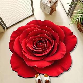 Red Flowers Floral Bath Mat Natural Rose Bathroom Rugs Funny Non Slip Ba...