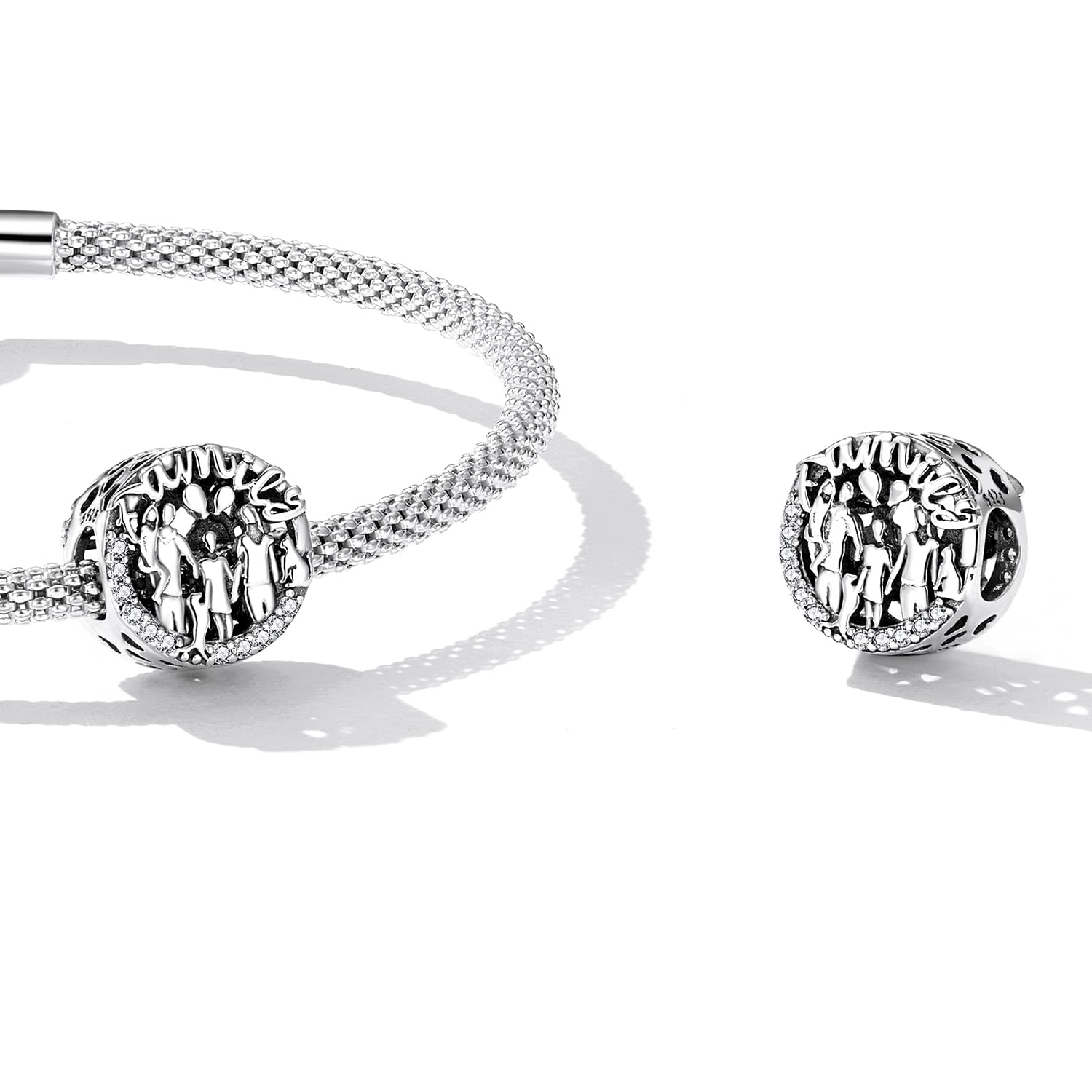 Generic 925 srebro mężczyźni i kobiety rodzinne serce miłość Charms wisiorek fit kobiety DIY Making bransoletka i bransoletka koraliki w kształcie serca