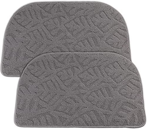 DEAYOU 2 Pack Indoor Doormat Front Door Mat, Low-Profile Gray Outdoor Mats Half Circle Entrance Rugs, Half Round Non-Slip Anti Fatigue Cushions for Inside Outside Entry, Patio, 28" x 17"