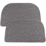 DEAYOU 2 Pack Indoor Doormat Front Door Mat, Low-Profile Gray Outdoor Mats Half Circle Entrance Rugs, Half Round Non-Slip Anti Fatigue Cushions for Inside Outside Entry, Patio, 28' x 17'