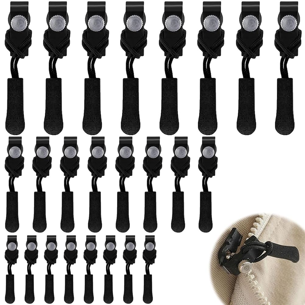 24PCS Zipper Repair Kit - Zip Puller, Slider, Pull Replacement Set - Instant Zipper Rescue Fix for Luggage, Backpacks, Jackets (3 Sizes)