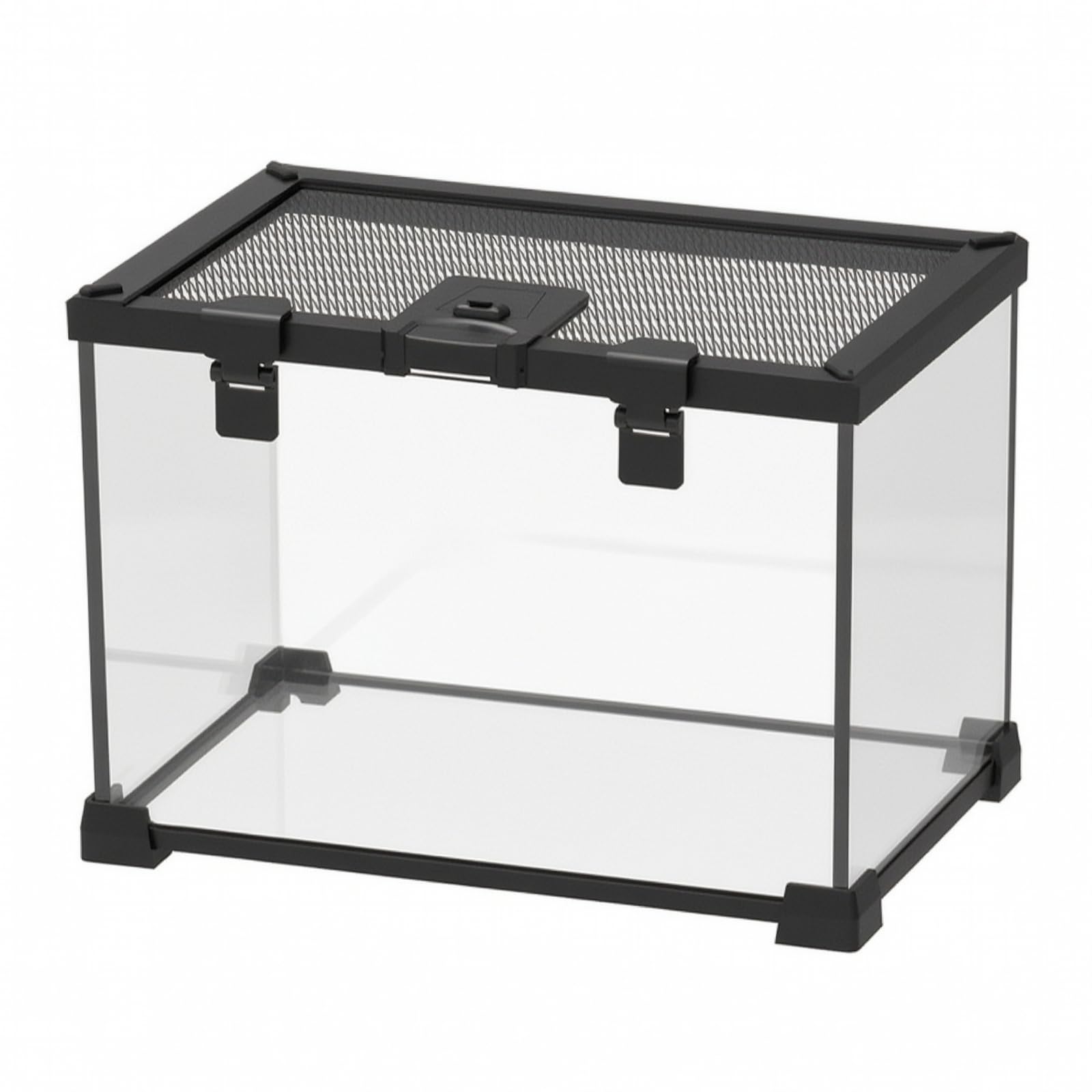 Terrario con Coperchio Ventilato in Rete Resistente Adattabile per Casa, 30x20x20 Cm