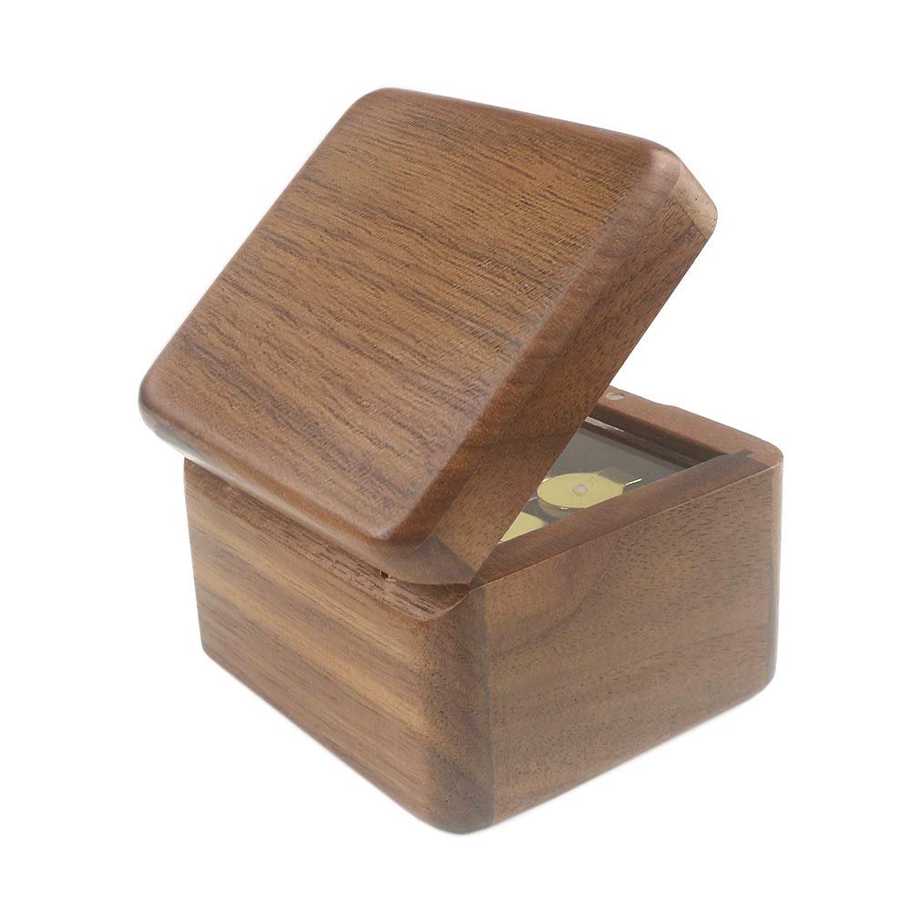 Sinzyo Natural Wooden Music Box with Customizable Photos Wind Up Musical Box Gifts for Christmas,Birthday and Valentine's Day(Simple Walnut, Tone:Can't Help Falling in Love)
