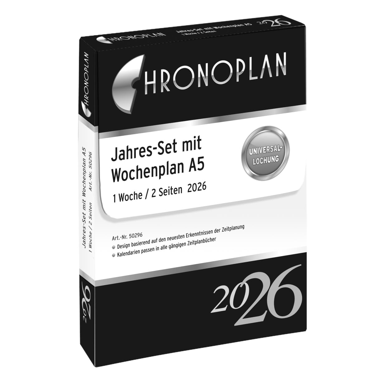 Chronoplan 50206 - Inserto per calendario 2026 (set annuale A5 (148 x 210 mm), calendario di ricambio per agenda, agenda giornaliera, ideale per una pianificazione giornaliera dettagliata, 1 giorno su