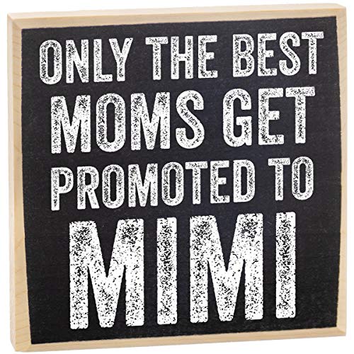 Only The Best Moms Get Promoted to Mimi Grandparents Gifts Rustic Wooden Sign Little Signs with Sayings Home Decor Gift for Grandma Grammy Gift for Grandparents Day Gifts for Grandparents
