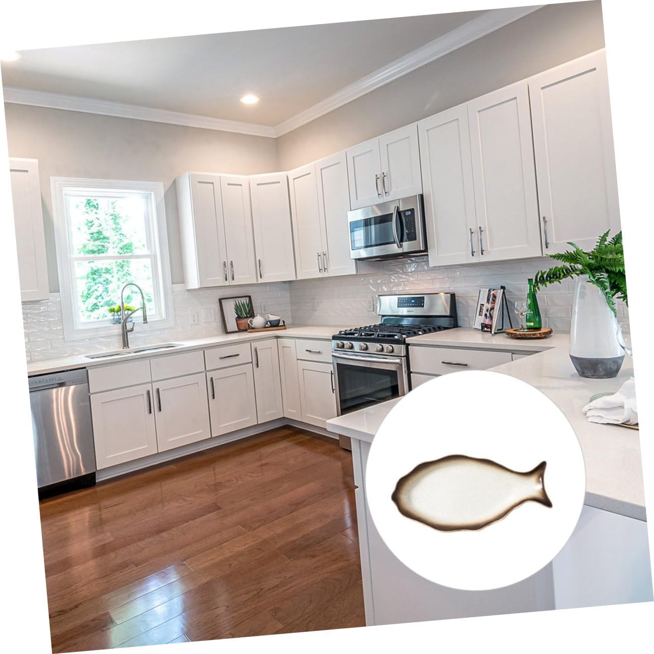 Japanese Style Ceramic Fish Platter 14-inch Autumn Tone Steamed Fish Serving Sushi Plate Food Storage Dish for Kitchen and Dining