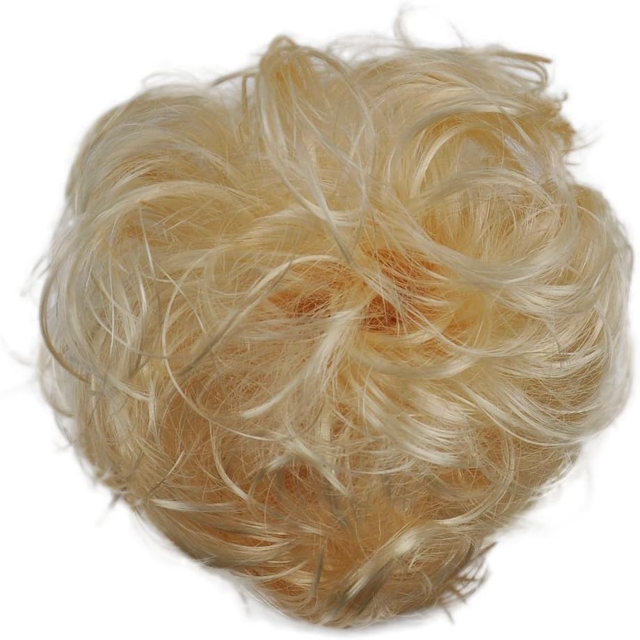 Puregadgets© Scrunchy Scrunchie Bun Updo Hairpiece Hair Ribbon Ponytail Extensions Curly Diverse Colors Light Blonde