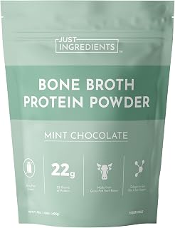 Bone Broth Protein Powder – Mint Chocolate | 15 Servings | 21g Grass-Fed Protein per Serving | Dairy-Free | Collagen for Gut, Skin & Joint Support | Made with Real Food Ingredients