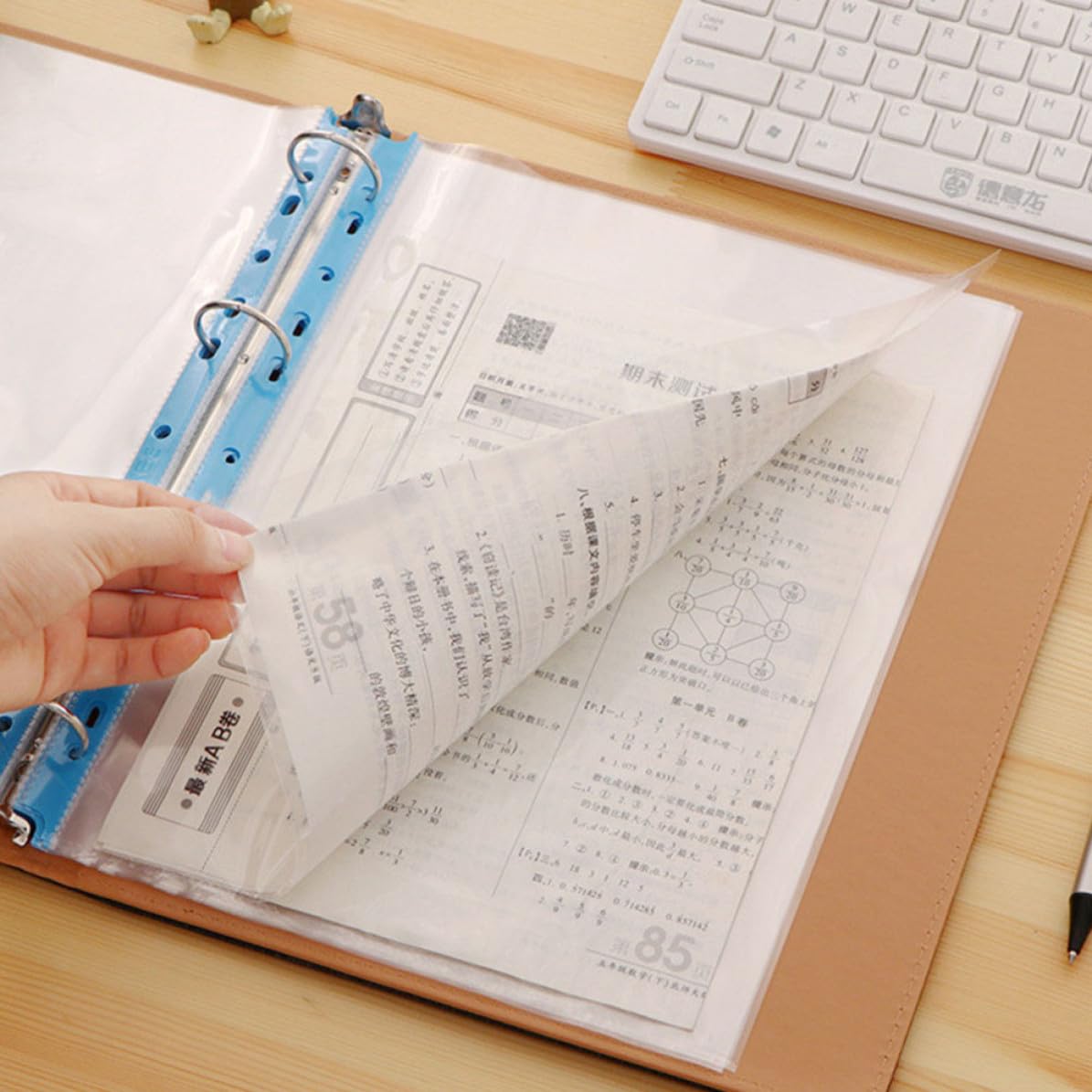 Protège-pages A4 Transparent à 11 Trous en Pp, Lot de 100 Pièces, Protège-documents Antistatique pour Bureau et Usage Personnel