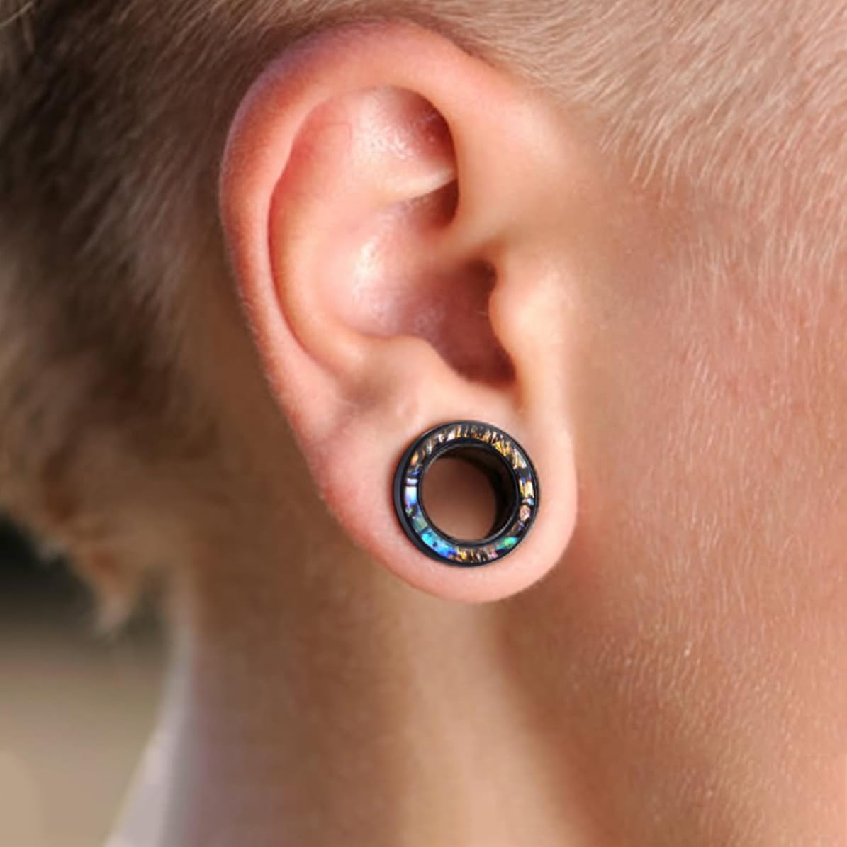CALLARON Ear Tunnel Plugs Acrylic Black Ear Expanders Fashion Jewelry