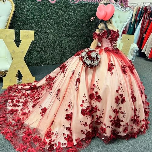 Luxurious Quinceanera Dresses Off The Shoulder Ball Gowns 3D Floral Prom Dresses Sweet 16 Dresses Formal Dress4