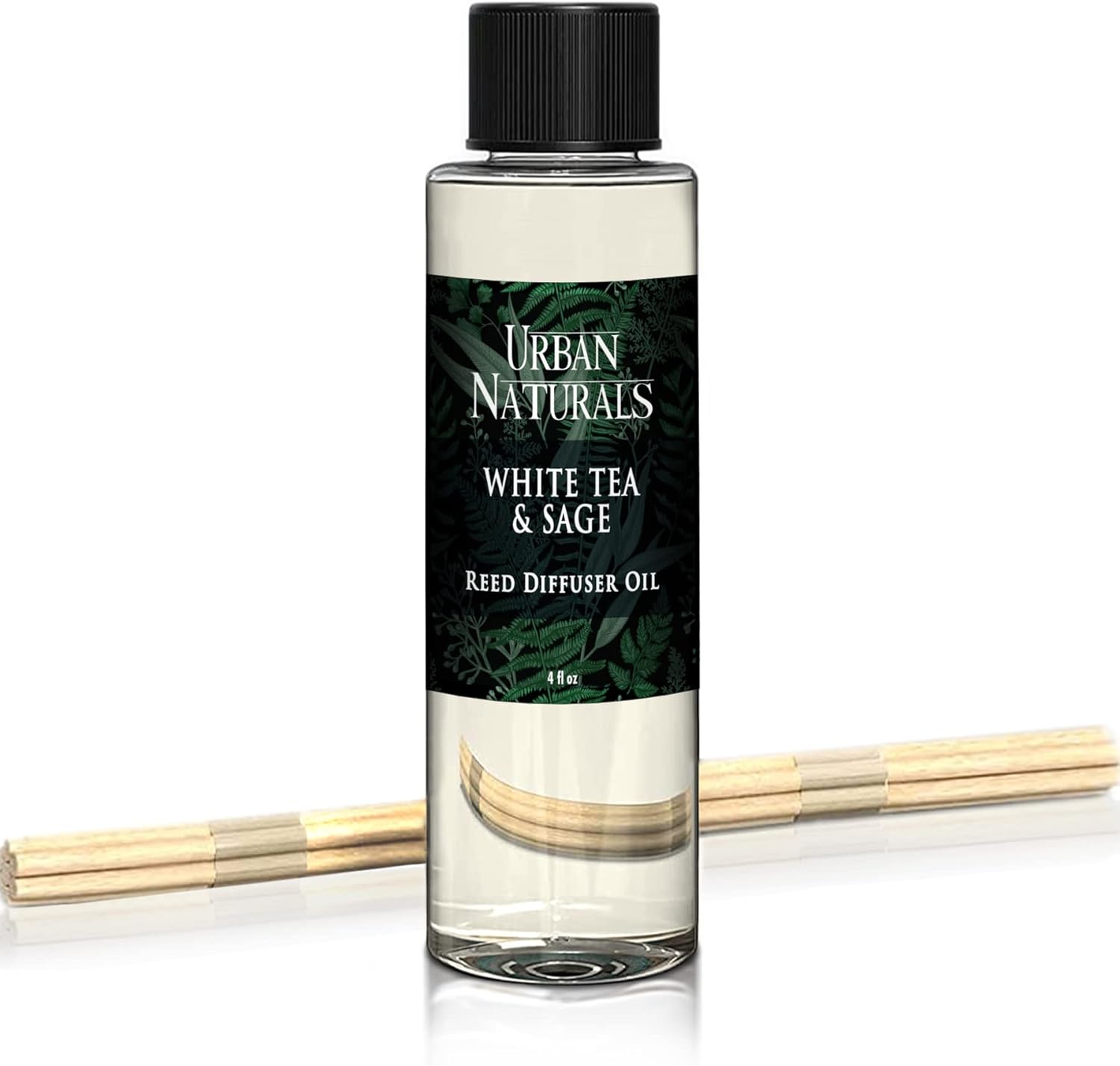 Urban Naturals White Tea & SAGE Reed Diffuser Refill, 4 oz, Bundle with White Tea & SAGE Reed Diffuser Set - Made with Essential Oils in The USA