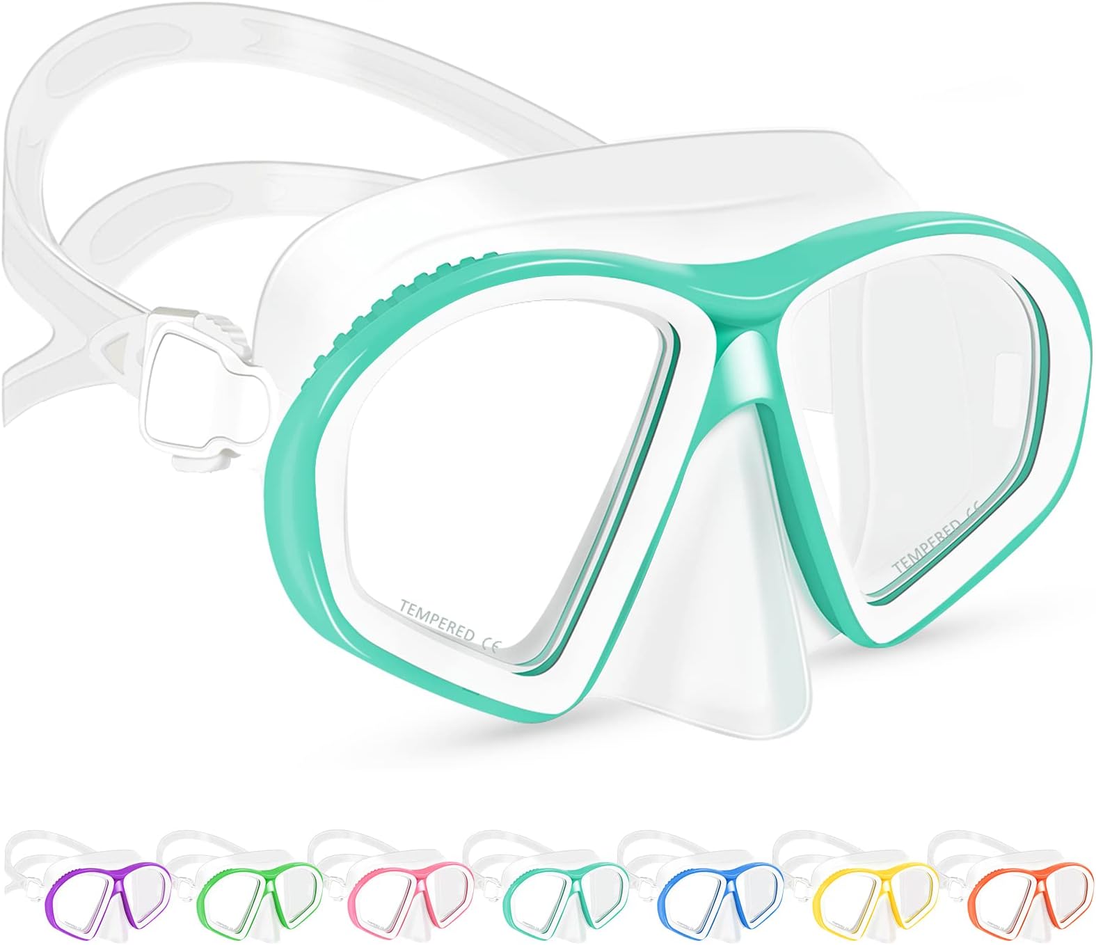 SupertripKids Swim Goggles, Swim Mask with Nose Cover, Tempered Glass Snorkel Diving Mask for Youth Boys Girls Age 6-14