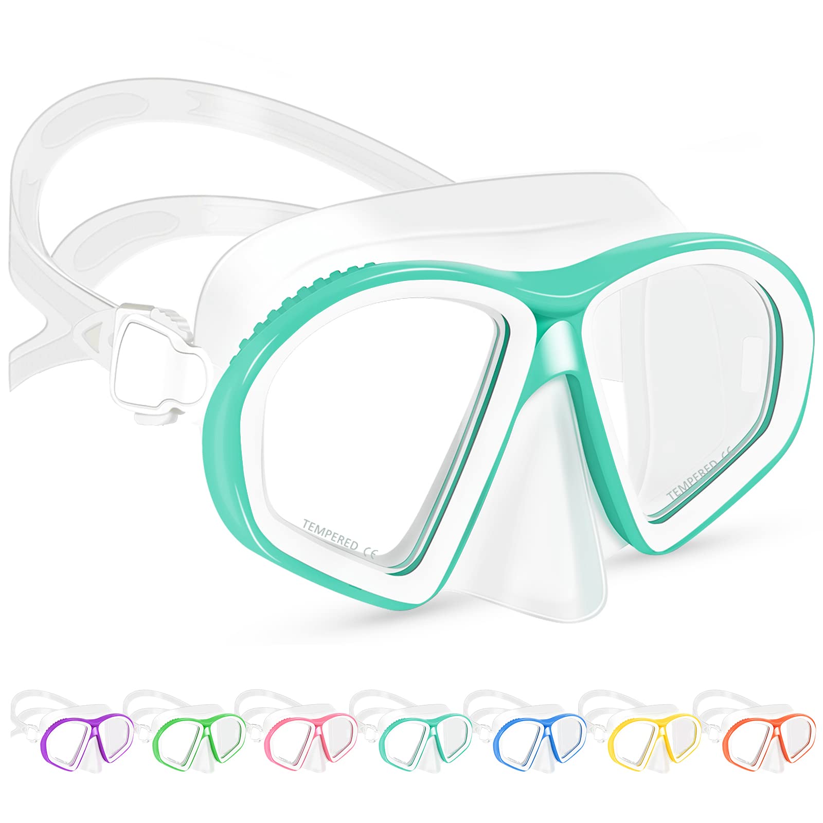 SupertripKids Swim Goggles, Swim Mask with Nose Cover, Tempered Glass Snorkel Diving Mask for Youth Boys Girls Age 6-14