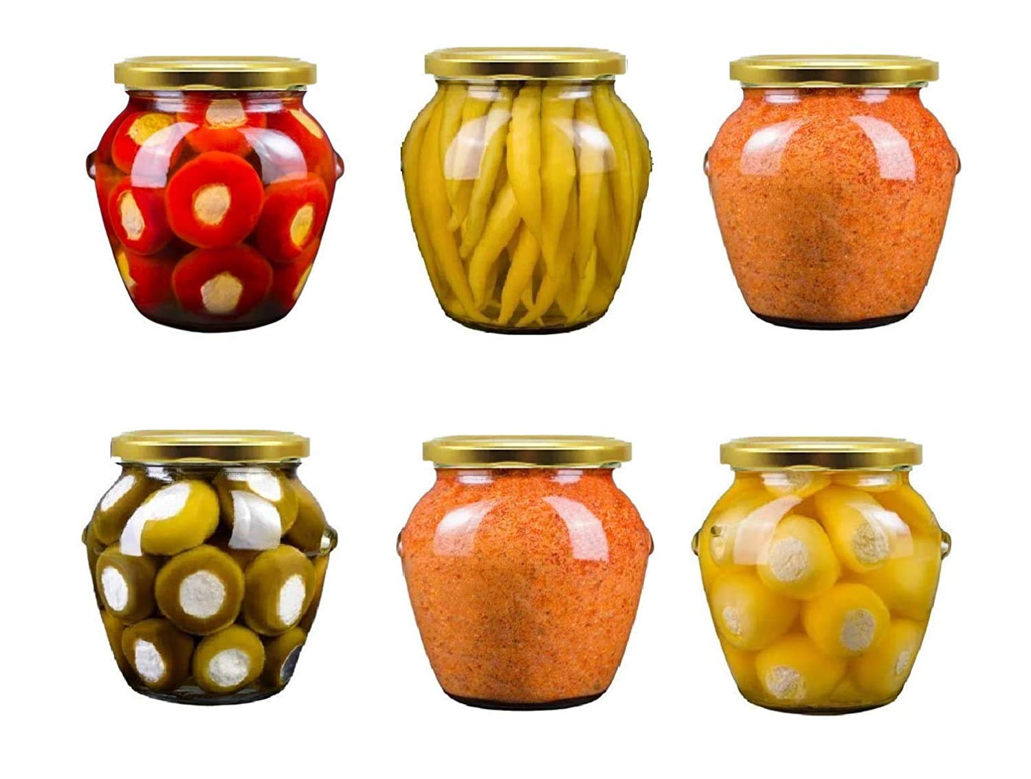 Zilla enterprise 500 ml Matka Shape Glass jar with Rust Proof Air Tight Lid for Storage Spices Glass Jars Set Glass Jars for Kitchen Glass jar containers Lass containers for Storage (pack of 6)