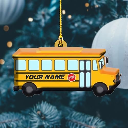 Vista 47 de HomeDesign Adorno personalizado de autobús escolar 2022 – Adornos de conductor de autobús escolar, adornos amarillos para conductor de autobús