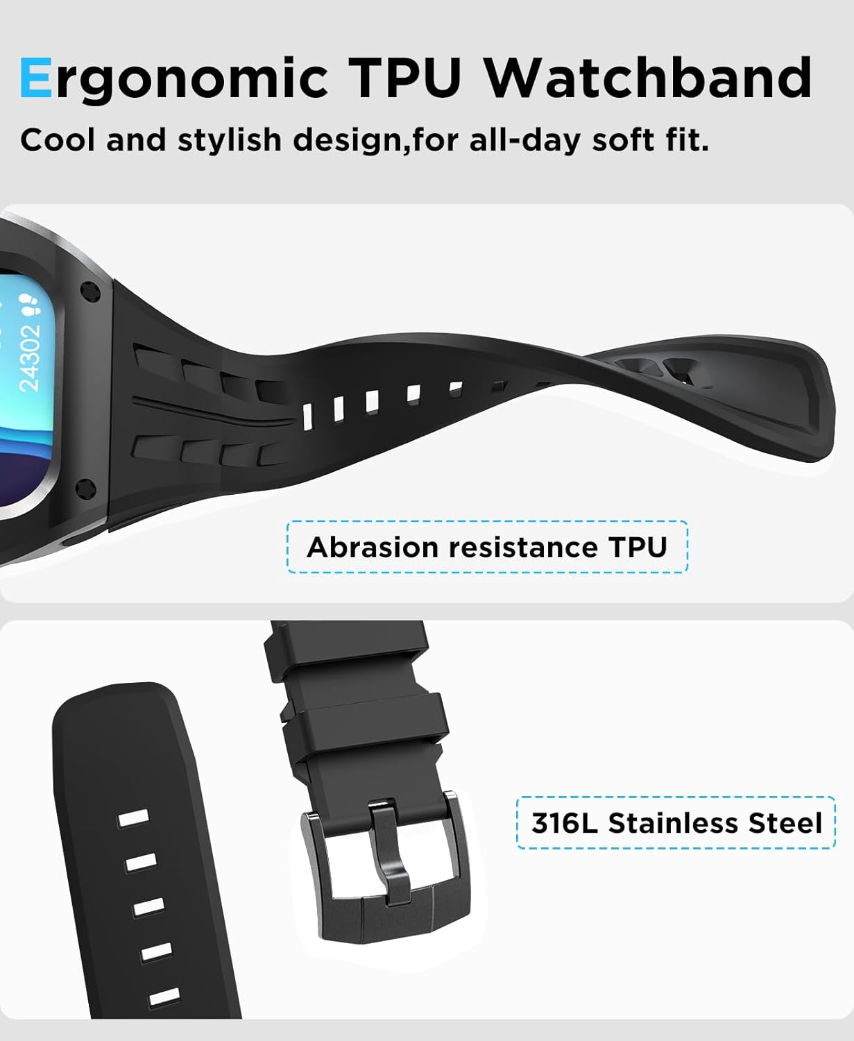 316L Stainless Steel Case with Band for Apple Watch Series 10 46mm, Luxury Rugged Military Protective Metal Cover Tactical Heavy Duty Protection Strap