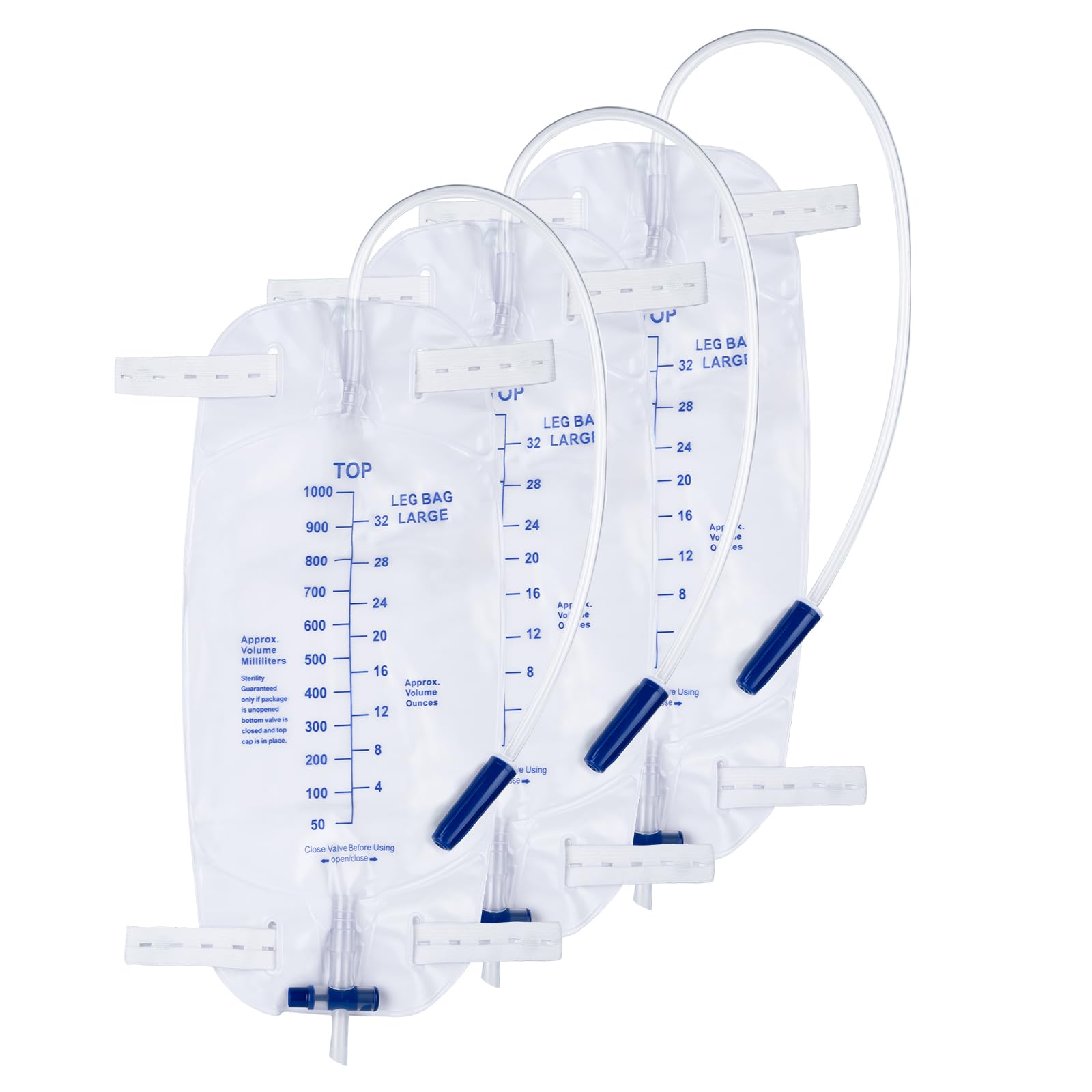 3 Pack 1000ml Sterile Leg Urinary Drainage Bags for Men and Women