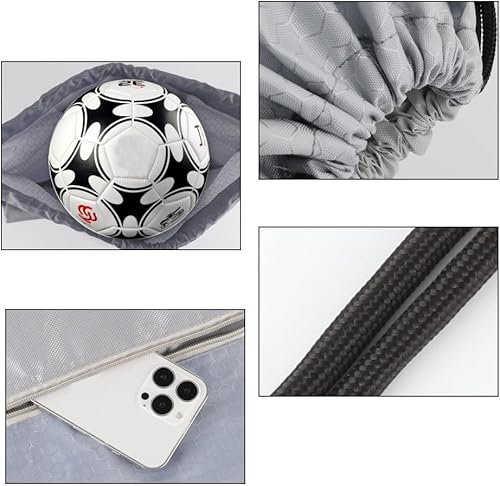 Miniatura 4 de Bolsa mochila con cordón, mochila impermeable con cordón y bolsillo con cremallera, bolsas de gimnasio con cordón, bolsa de natación para hombres y