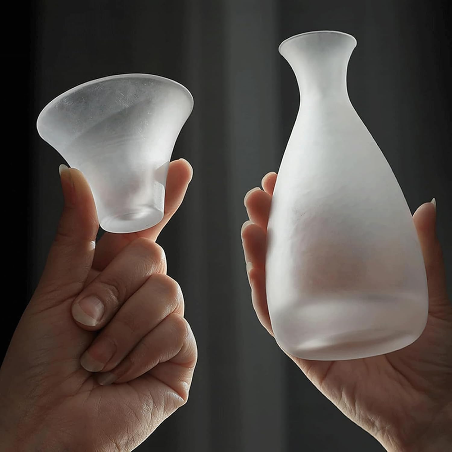 Glass Crafts Wine Glasses Traditional Sake Cup Japanese Sake Pot Set 3 Piece Practical Sake Set Sake Set Glasses Sake Drinking Set (A)