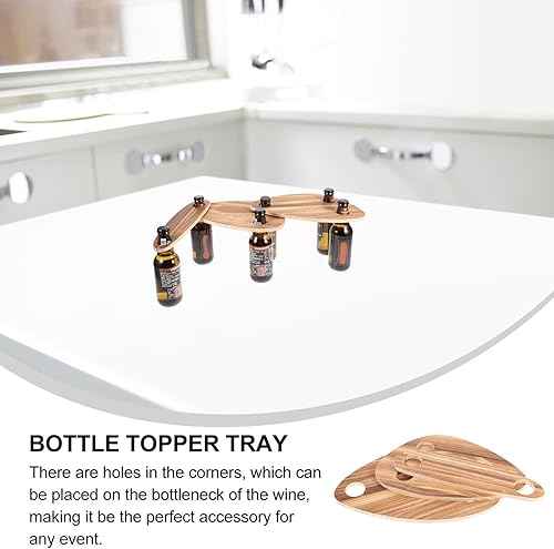 Miniatura 4 de Hemoton Juego de 3 bandejas rectangulares de madera para servir con tapa para botella de vino, platos de queso y bandeja de joyería