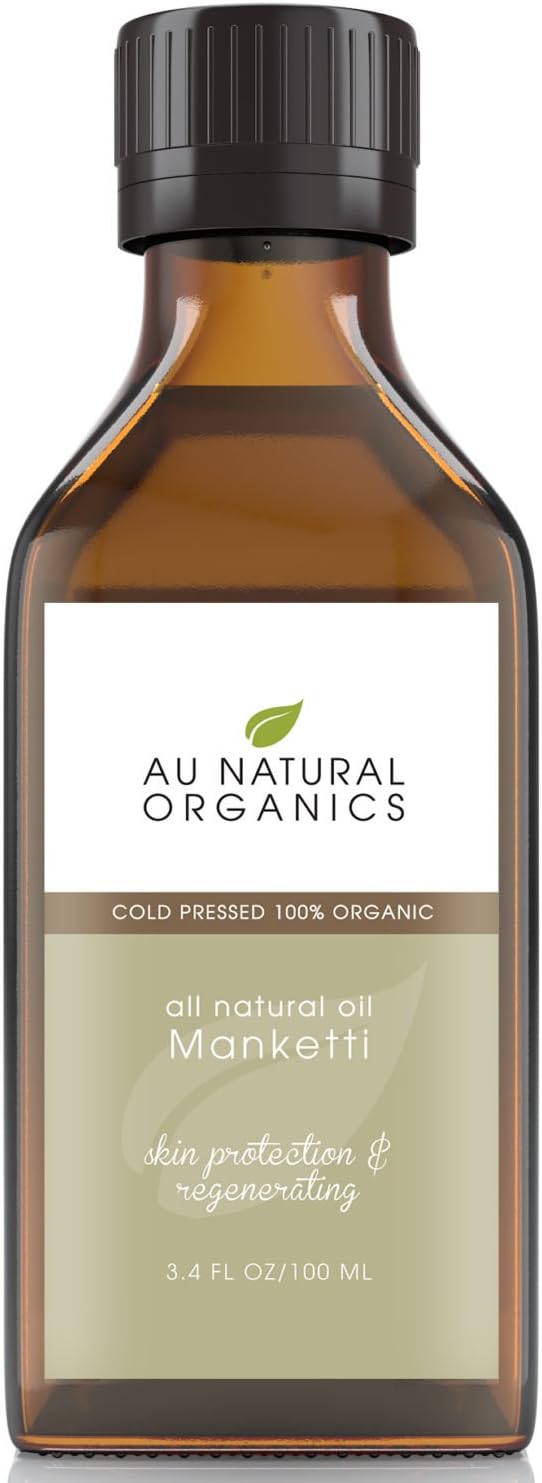 Au Natural Organics Manketti/Mongongo Oil - Cold Pressed, Extra Virgin Natural Moisturizer for Skin, Face, Body, Nails & Hair | Unrefined, Non GMO, Therapeutic Grade Pure Essential Oil - 3.4oz/100ml