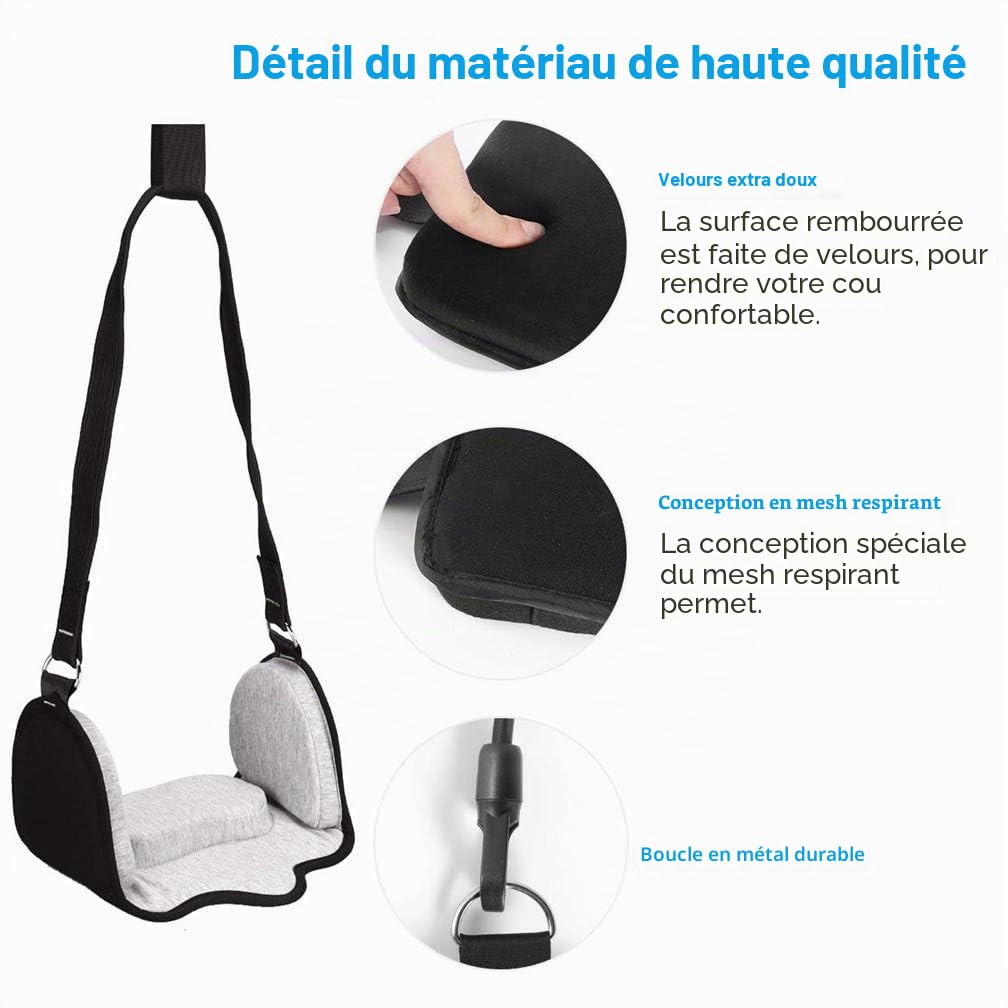 Hamac pour le cou, appareil de traction cervicale portable pour le cou, les épaules, les muscles, soulagement de la douleur, pour le personnel de bureau, le conducteur one size gris clair