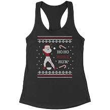 Ho Ho Home Run Baseball Christmas Tank Top Fitted Racerback Women's