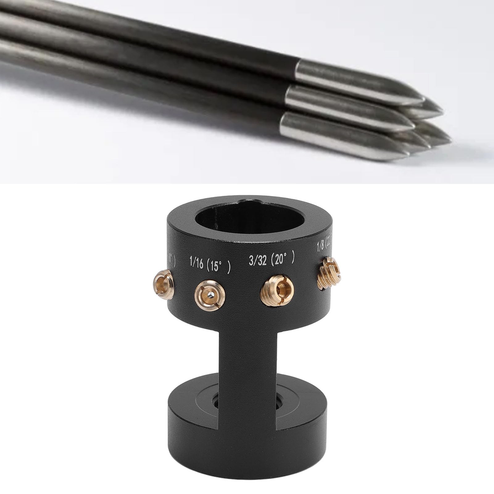 TIG Tungsten Sharpener Head - Multi-Angle Adjustable Grinder Tool with 4 Brass Screws 5 Wheels for Precise 10° 22.5° Welding Electrodes - Image 4