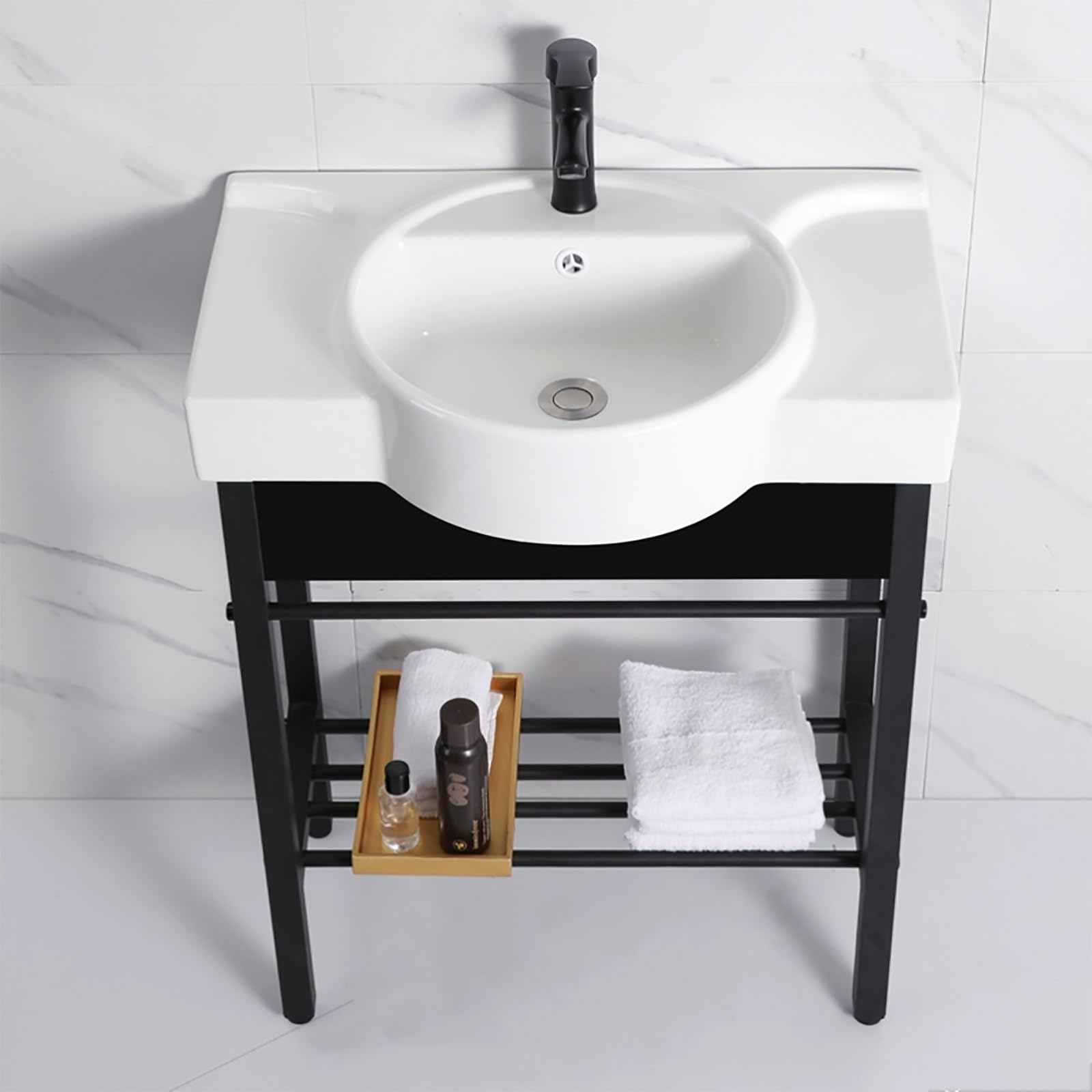 Fregadero de Cocina de Acero Inoxidable, baño, tocador de baño de cerámica, Consola Independiente, Pedestal, lavadero, estación de Lavabo, Lavabo de Porcelana Redondo con