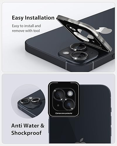 Miniatura 3 de Protector de lente de cámara de diseño para iPhone 14 PlusiPhone 14  Bandeja automática de aleación de aluminio más 9H protector de pantalla de