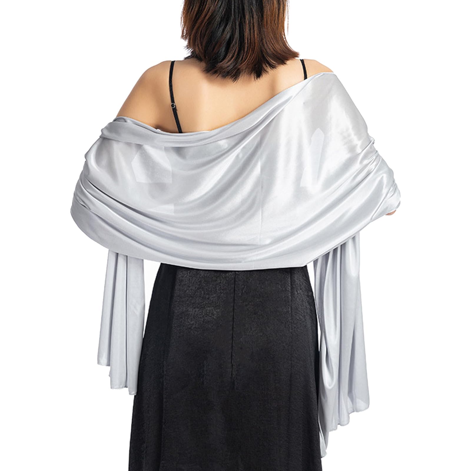 BICI Shawls and Wraps for Women Wedding Chiffon Shawl Pashmina Shawls and Wraps for Wedding Silver Shawls Wraps Pashminas and For Weddings Women's Scarves (light silver)