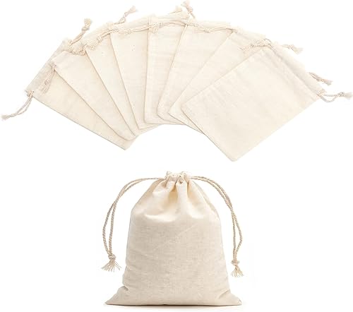 Tendwarm 20 bolsas de algodón con cordón de 3 x 4 pulgadas, reutilizables, bolsa de muselina para fiestas, bodas, almacenamiento para el hogar